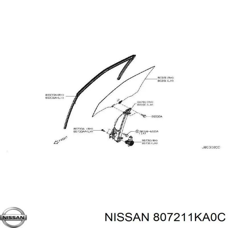 807211KA0C Nissan/Infiniti Mecanismo de acionamento de vidro da porta dianteira esquerda