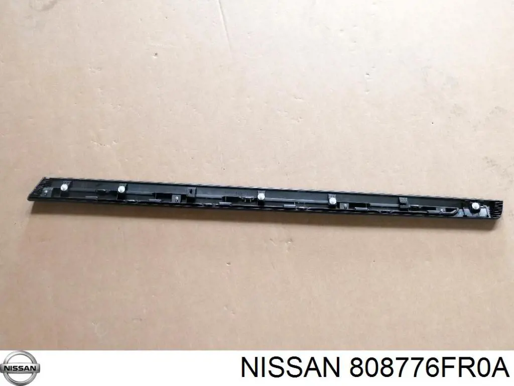 Moldura da porta dianteira esquerda inferior 808776FR0A Nissan/Infiniti