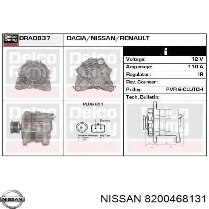 8200468131 Nissan/Infiniti Gerador