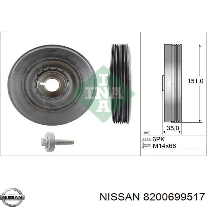 Polia de cambota Nissan/Infiniti 8200699517 preço, a partir de 38,33 USD