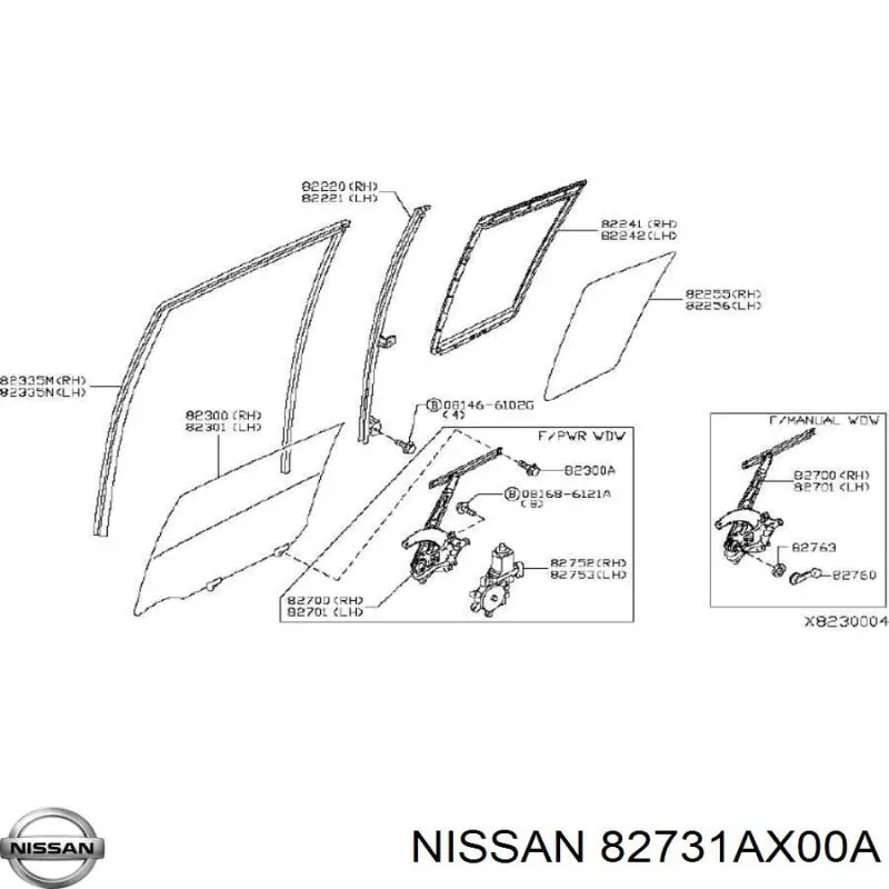 82731AX00A Nissan/Infiniti Motor de acionamento de vidro da porta traseira esquerda