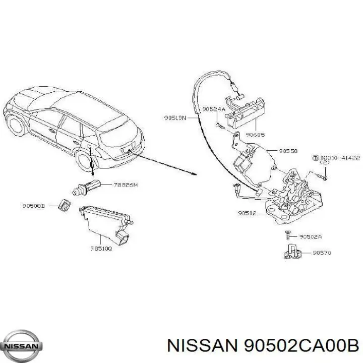 Fecho de tampa de porta-malas (de 3ª/5ª porta traseira) Nissan/Infiniti 90502CA000 preço, a partir de 308,72 USD
