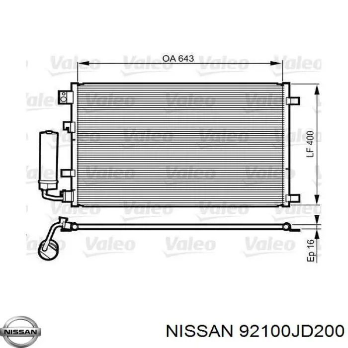 92100JD200 Nissan/Infiniti Radiador de aparelho de ar condicionado