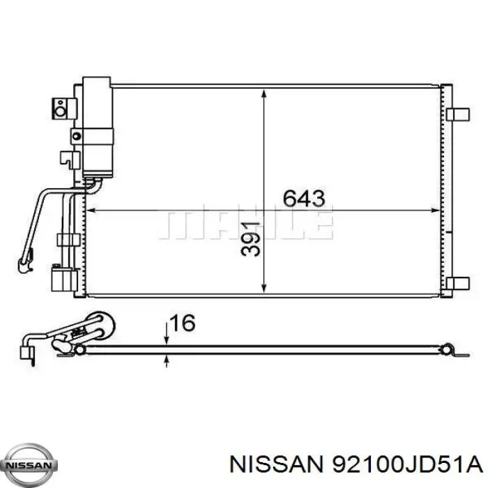 Radiador de aparelho de ar condicionado Nissan/Infiniti 92100JD51A preço, a partir de 90,45 USD