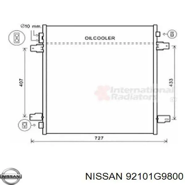 Compre 92101G9800 Nissan/Infiniti Radiador de aparelho de ar condicionado