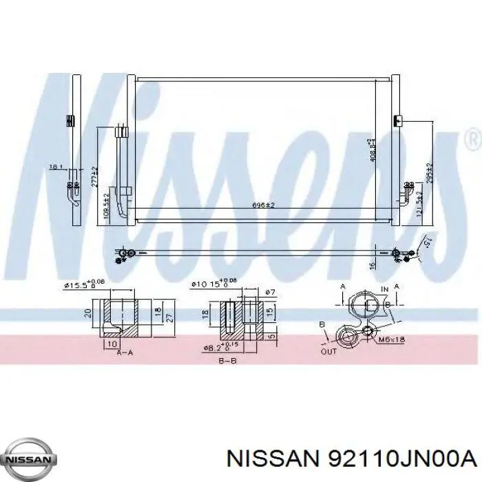 92110JN00A Nissan/Infiniti Radiador de aparelho de ar condicionado