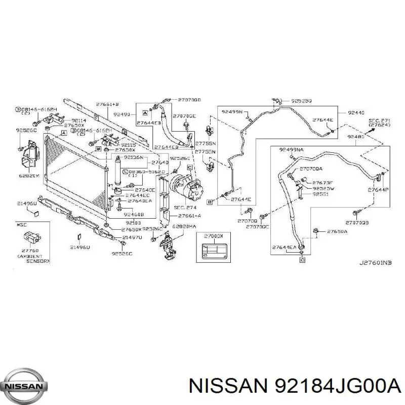  Nissan/Infiniti 92184JG00A preço, a partir de 35,91 USD