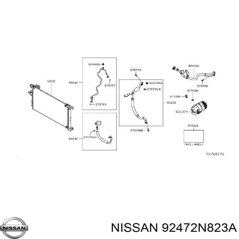  Nissan/Infiniti 92472N823A preço, a partir de 9,73 USD