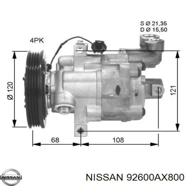 92600AX800 Nissan/Infiniti Compressor de aparelho de ar condicionado