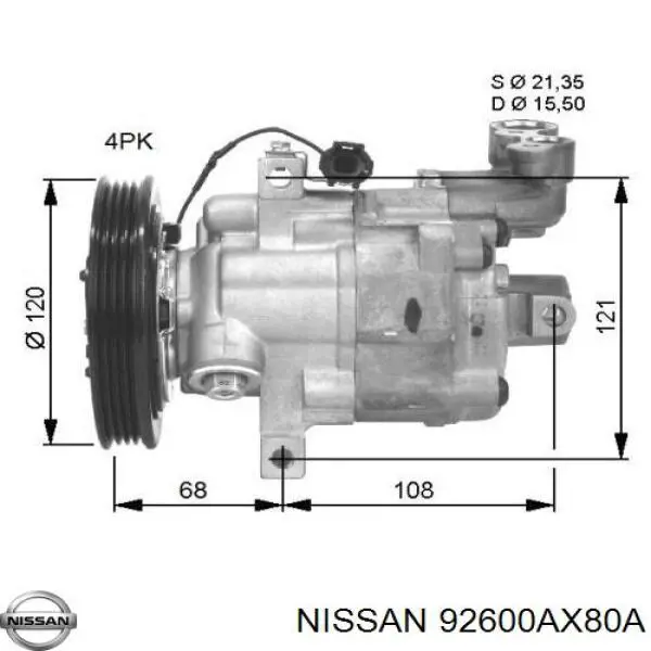 Compressor de aparelho de ar condicionado Nissan/Infiniti 92600AX80A preço, a partir de 138,15 USD