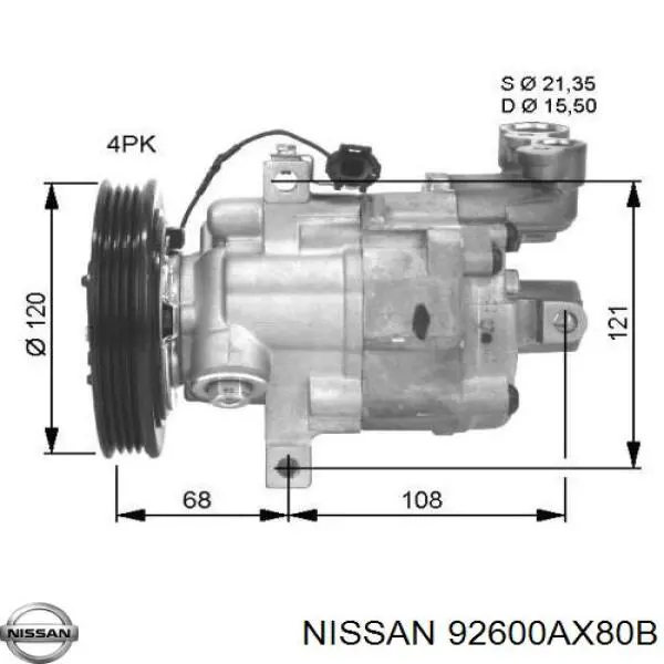 92600AX80B Nissan/Infiniti Compressor de aparelho de ar condicionado