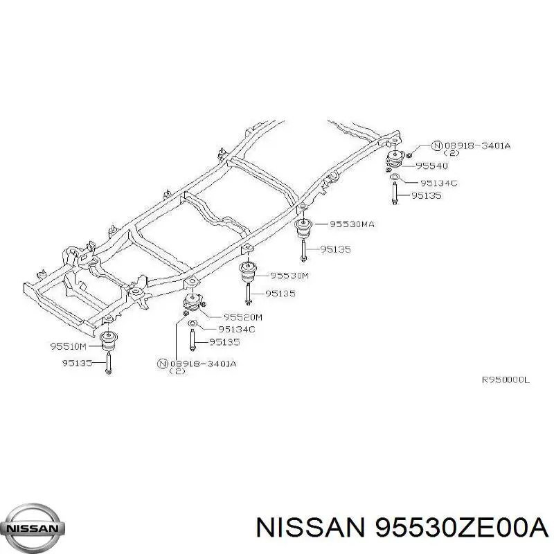 95530ZE00A Nissan/Infiniti Coxim de chassi (de fixação de carroçaria)