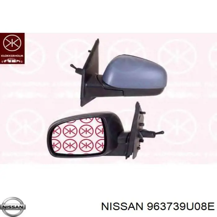 963739U08E Nissan/Infiniti Placa sobreposta (tampa) do espelho de retrovisão direito