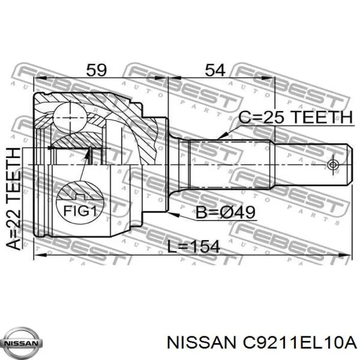 Compre C9211EL10A Nissan/Infiniti Junta homocinética externa dianteira