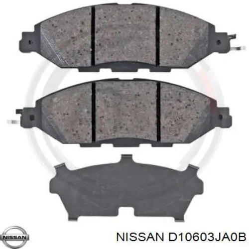 Compre D10603JA0B Nissan/Infiniti Sapatas do freio dianteiras de disco