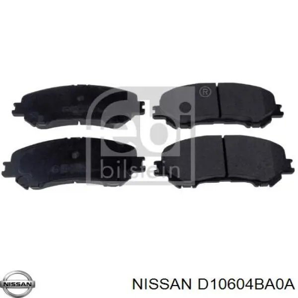 D10604BA0A Nissan/Infiniti Sapatas do freio dianteiras de disco