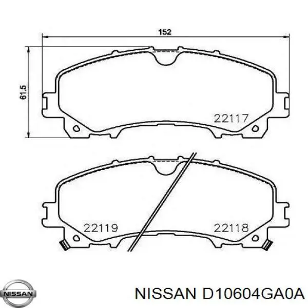 Sapatas do freio dianteiras de disco Nissan/Infiniti D10604GA0A preço, a partir de 36,53 USD