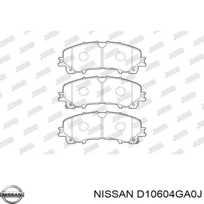 D10604GA0J Nissan/Infiniti Sapatas do freio dianteiras de disco