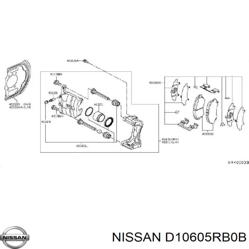 Compre D10605RB0B Nissan/Infiniti Sapatas do freio dianteiras de disco