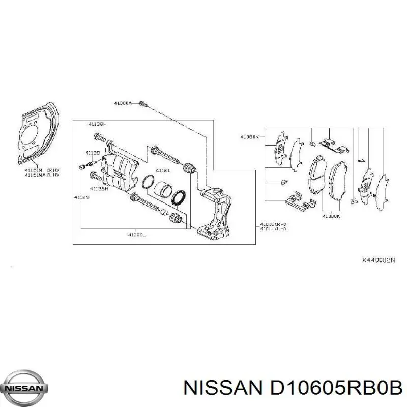 D10605RB0B Nissan/Infiniti Sapatas do freio dianteiras de disco