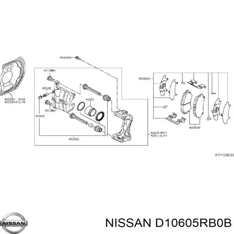 Sapatas do freio dianteiras de disco Nissan/Infiniti D10605RB0B preço, a partir de 56,08 USD