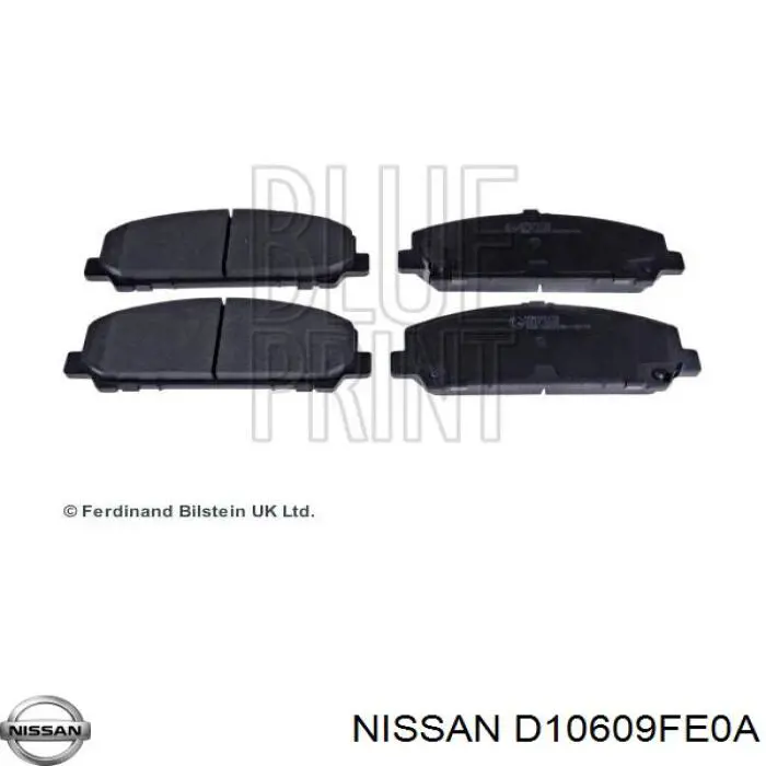 D10609FE0A Nissan/Infiniti Sapatas do freio dianteiras de disco
