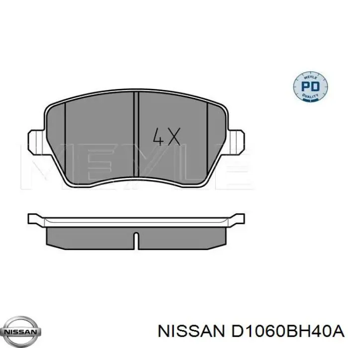 D1060BH40A Nissan/Infiniti Sapatas do freio dianteiras de disco