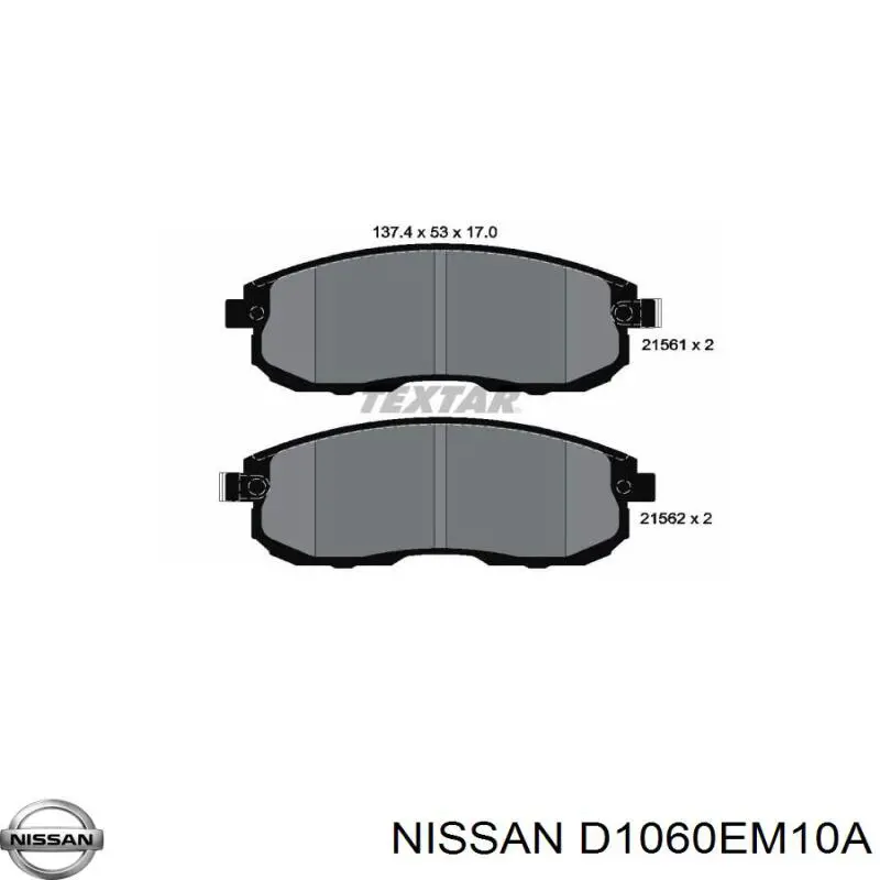 Compre D1060EM10A Nissan/Infiniti Sapatas do freio dianteiras de disco