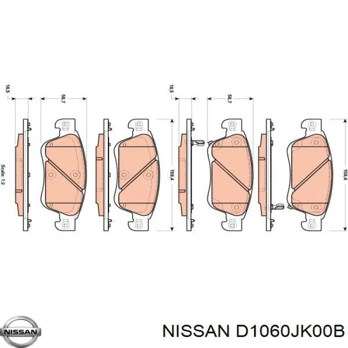 D1060JK00B Nissan/Infiniti Sapatas do freio dianteiras de disco