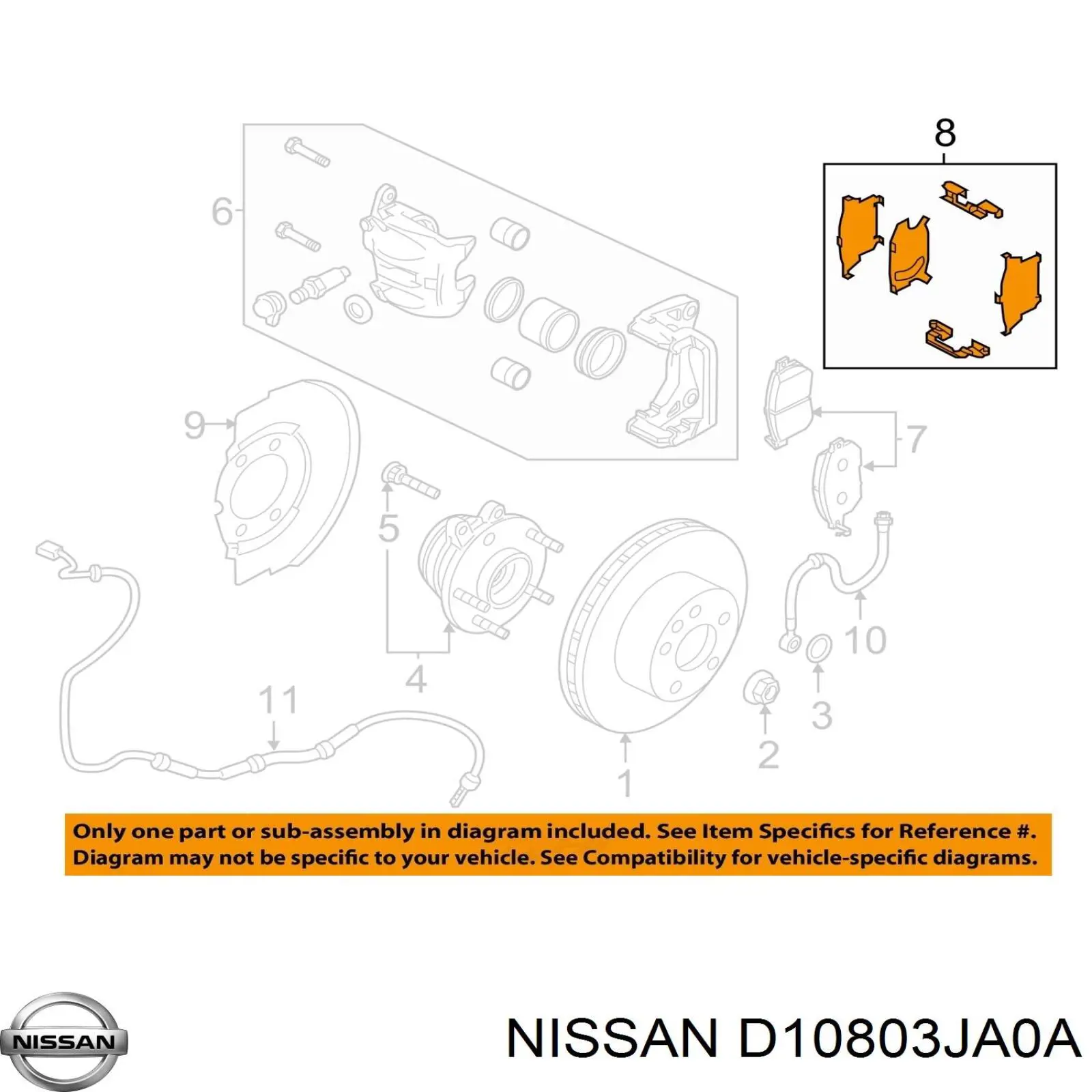 D10803JA0A Nissan/Infiniti Chapa anti-ruído de fixação do freio de sapata dianteira