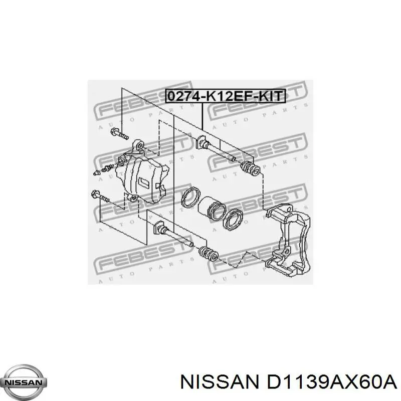 Compre D1139AX60A Nissan/Infiniti Kit de reparação de suporte do freio dianteiro