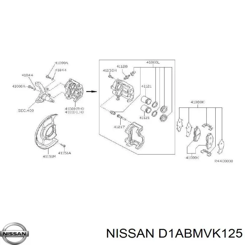 Kit de reparação de suporte do freio dianteiro Nissan/Infiniti 41120VK125 preço, a partir de 17,76 USD