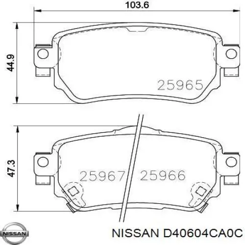Compre D40604CA0C Nissan/Infiniti Sapatas do freio traseiras de disco