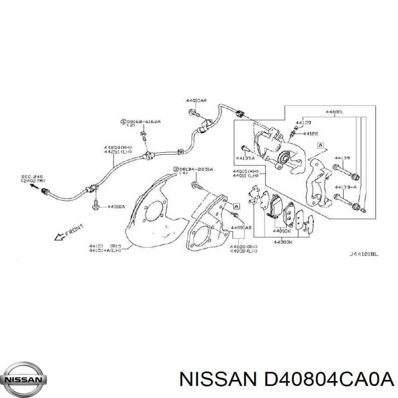 D40804CA0A Nissan/Infiniti Chapa anti-ruído de fixação de sapata do freio traseira