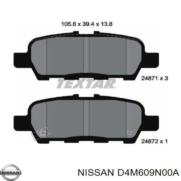 Compre D4M609N00A Nissan/Infiniti Sapatas do freio traseiras de disco