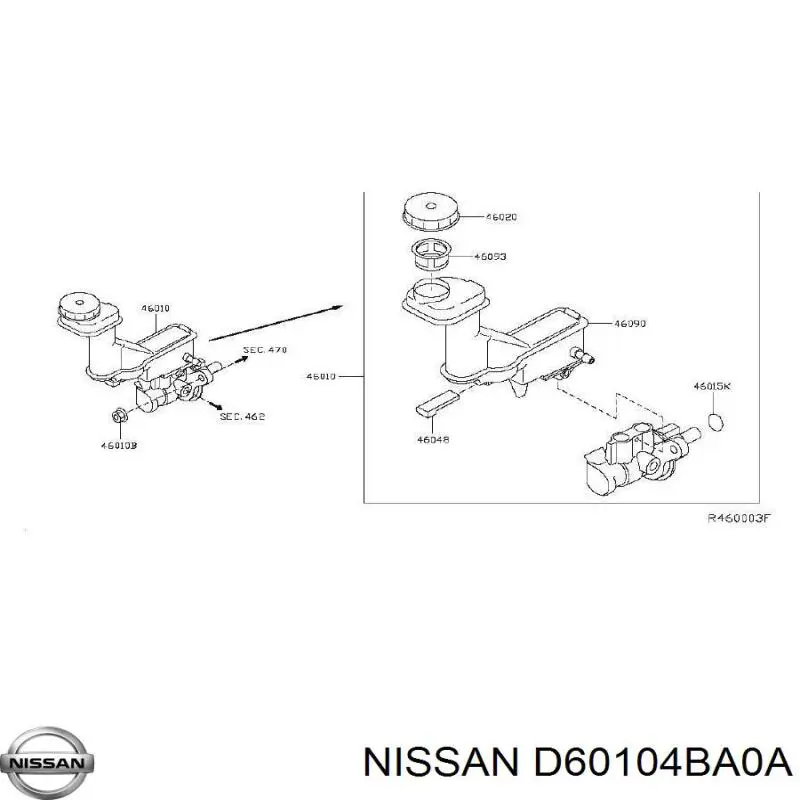 D60104BA0A Nissan/Infiniti Cilindro mestre do freio