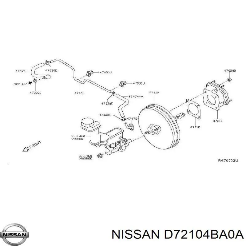 D72104BA0A Nissan/Infiniti Reforçador dos freios a vácuo