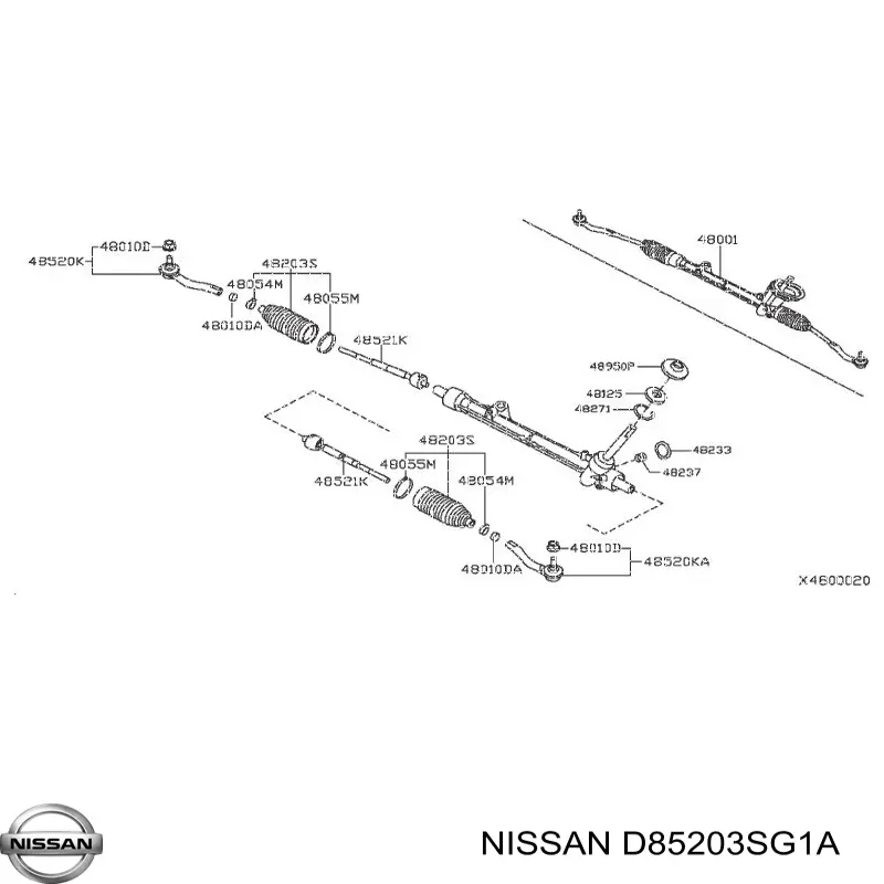 D85203SG1A Nissan/Infiniti Ponta externa da barra de direção