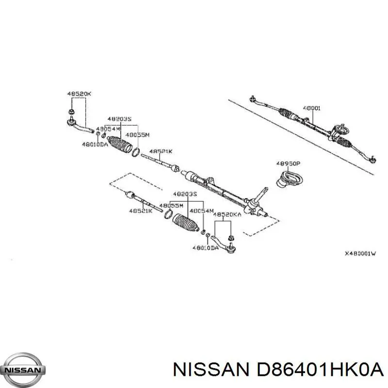 Ponta externa da barra de direção D86401HK0A Nissan/Infiniti