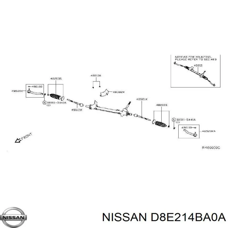 D8E214BA0A Nissan/Infiniti Tração de direção
