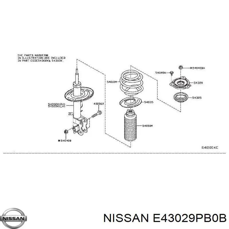 Compre E43023KA0A Nissan/Infiniti Amortecedor dianteiro direito