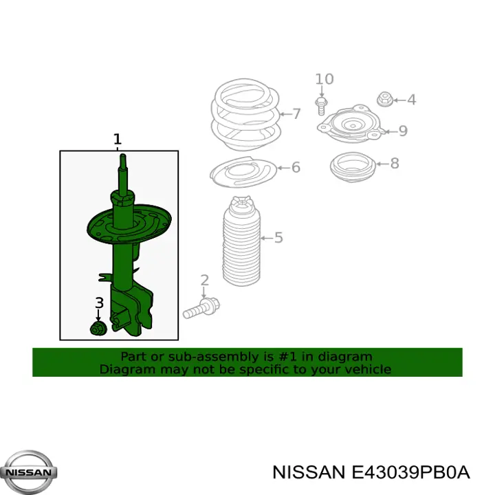 Amortecedor dianteiro esquerdo Nissan/Infiniti E43039PB0A preço, a partir de 130,03 USD