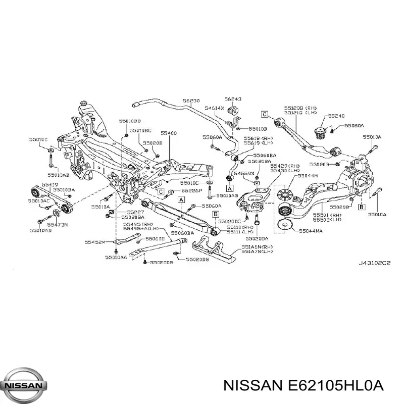 E62105HL0A Nissan/Infiniti Amortecedor traseiro