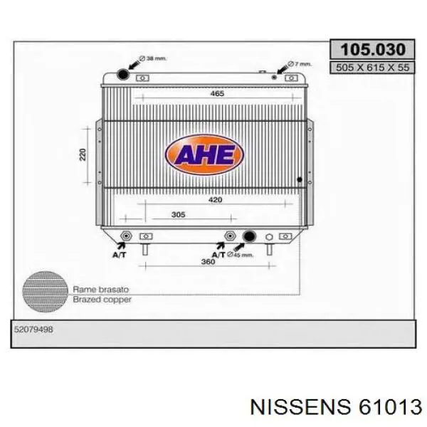Radiador de esfriamento de motor 61013 Nissens