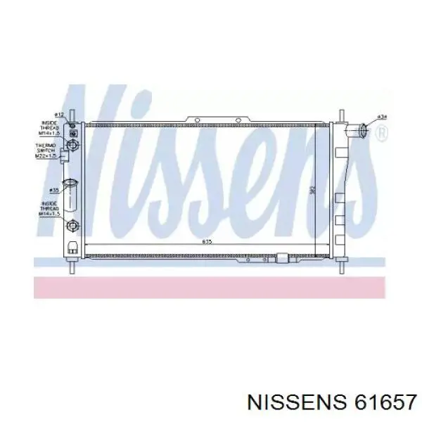 61657 Nissens Radiador de esfriamento de motor