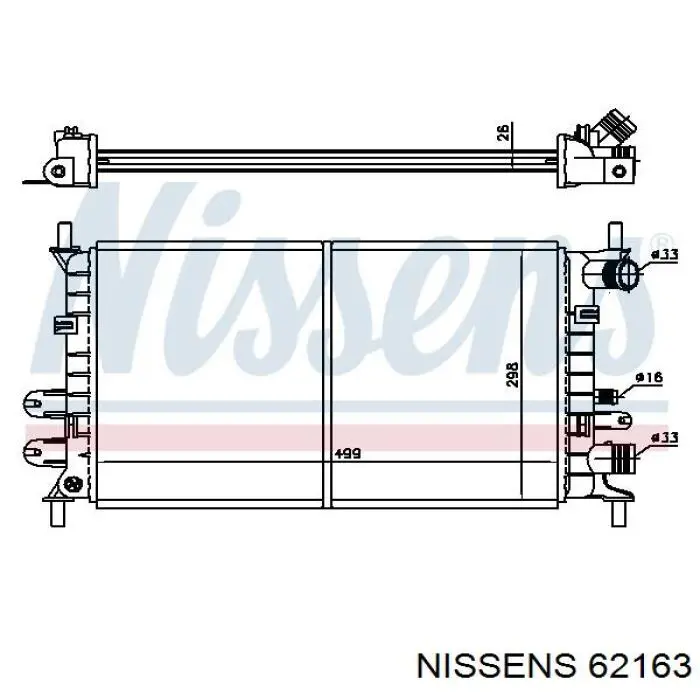 62163 Nissens Radiador de esfriamento de motor