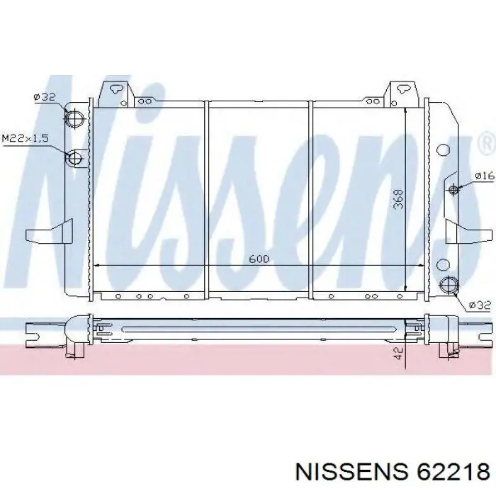 Radiador de esfriamento de motor 62218 Nissens