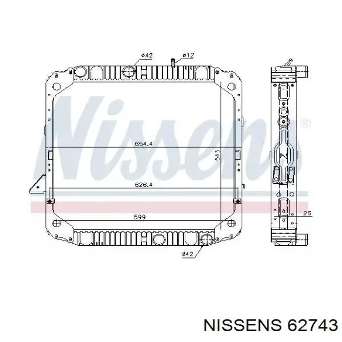 Radiador de esfriamento de motor Nissens 62743 preço, a partir de 259,55 USD