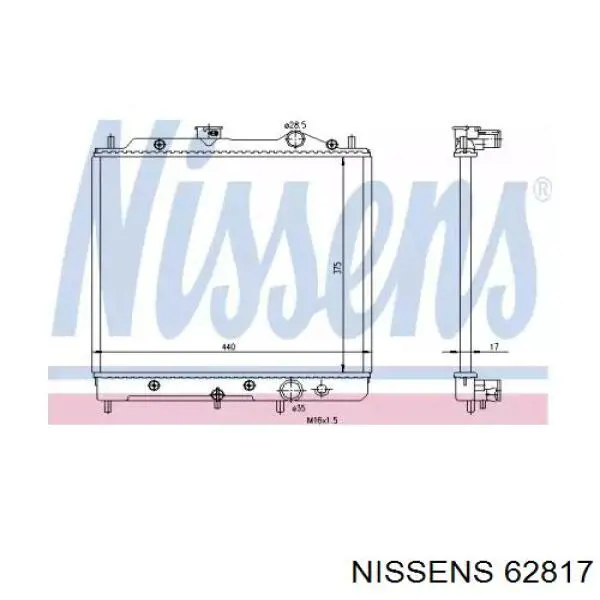 Radiador de esfriamento de motor 62817 Nissens