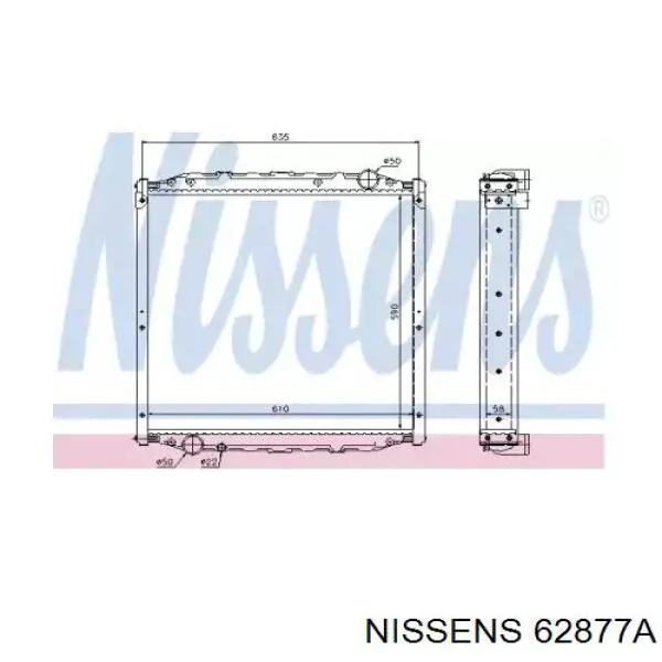 62877A Nissens Radiador de esfriamento de motor